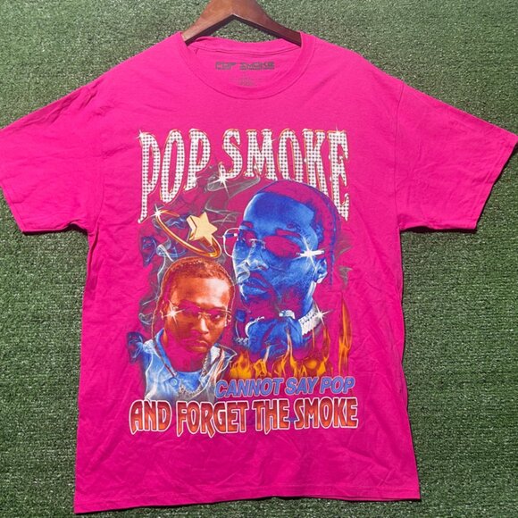 Pop Smoke Promo Tee Pink T-Shirt Size L - Picture 1 of 4